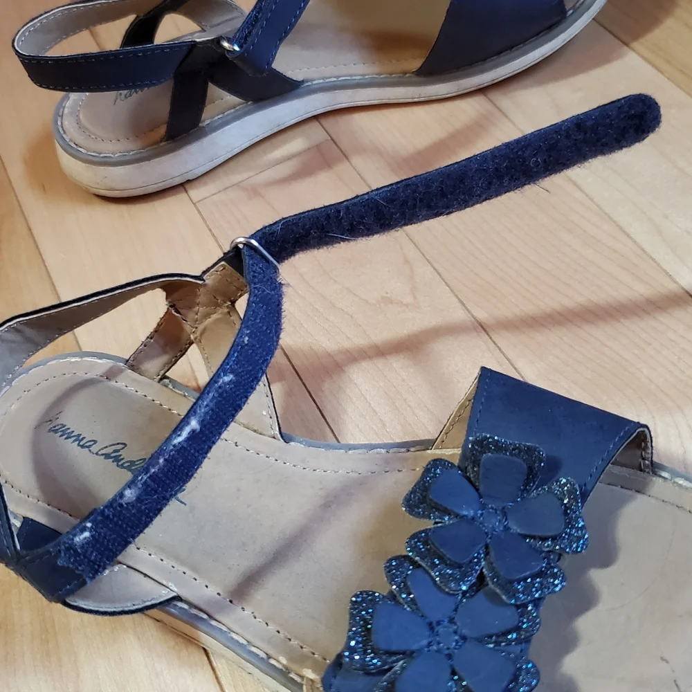 Hanna Andersson Navy Blue Glitter Sandals Youth Size‎ 2